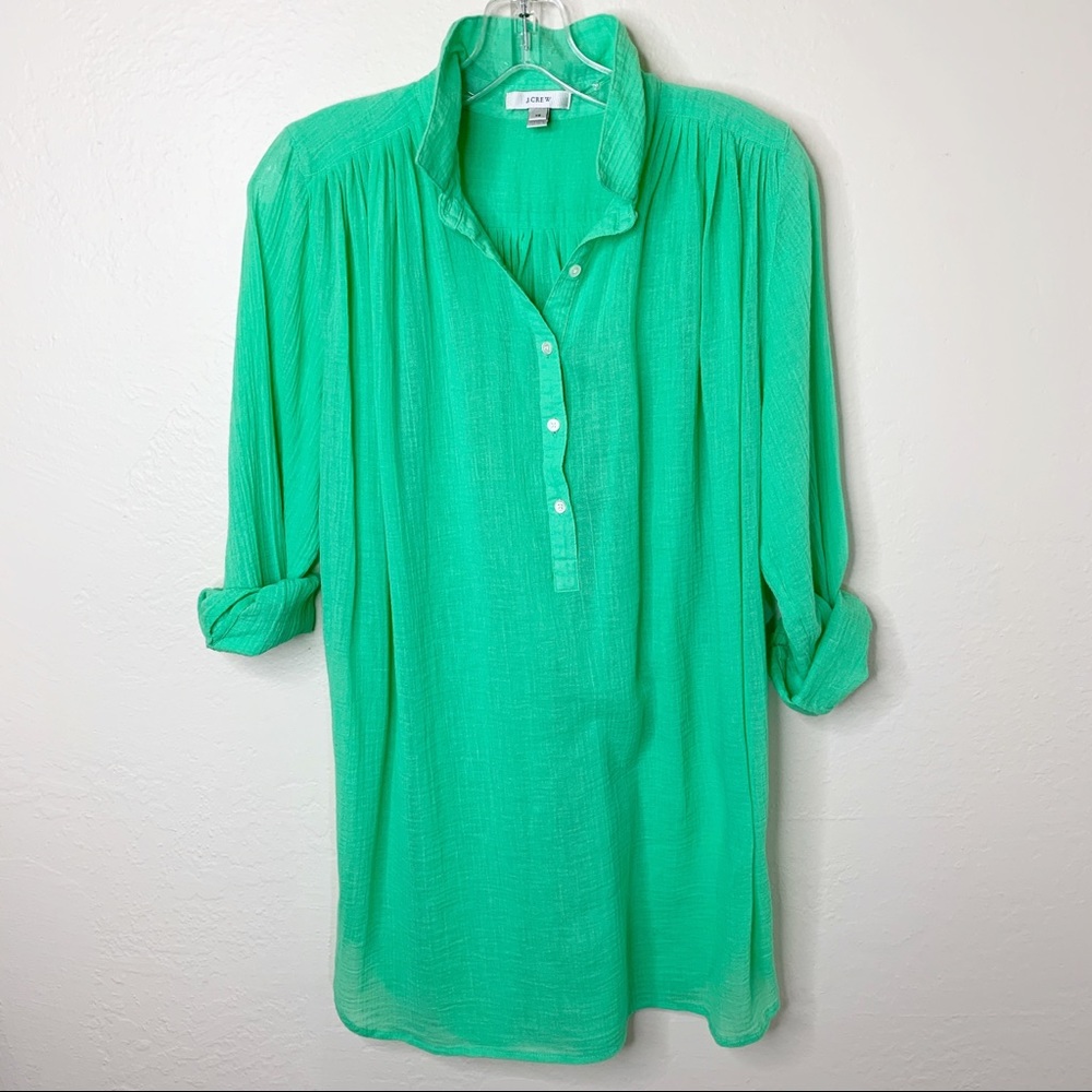 J. Crew Cotton Gauze Green Tunic Popover XS